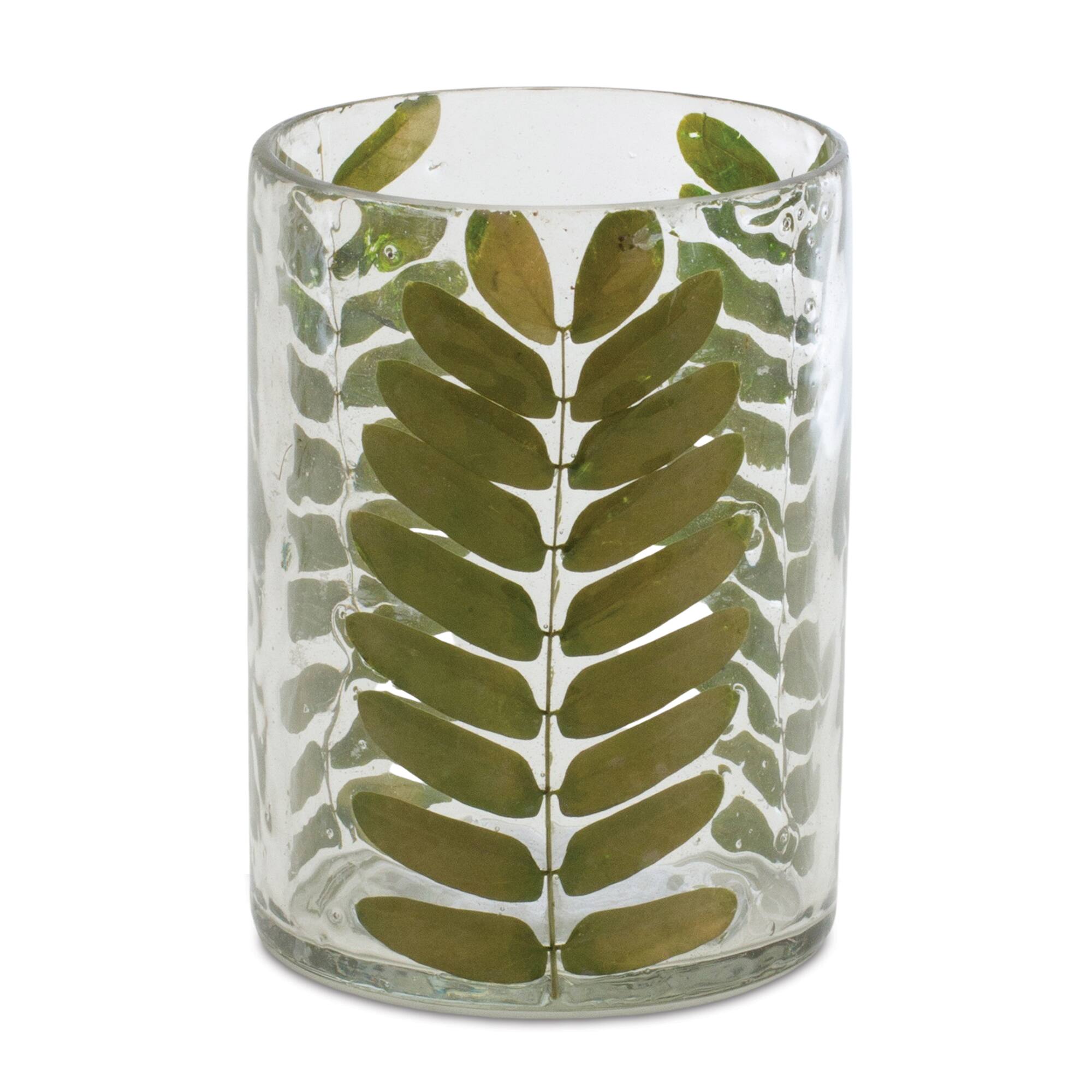 4.25" Dried Leaf Glass Votive Holders, 3ct.